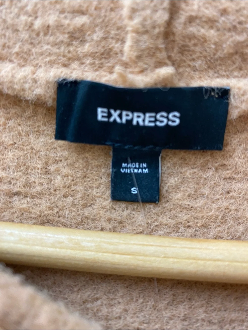 Express Women's Camel Knit Hooded Pullover